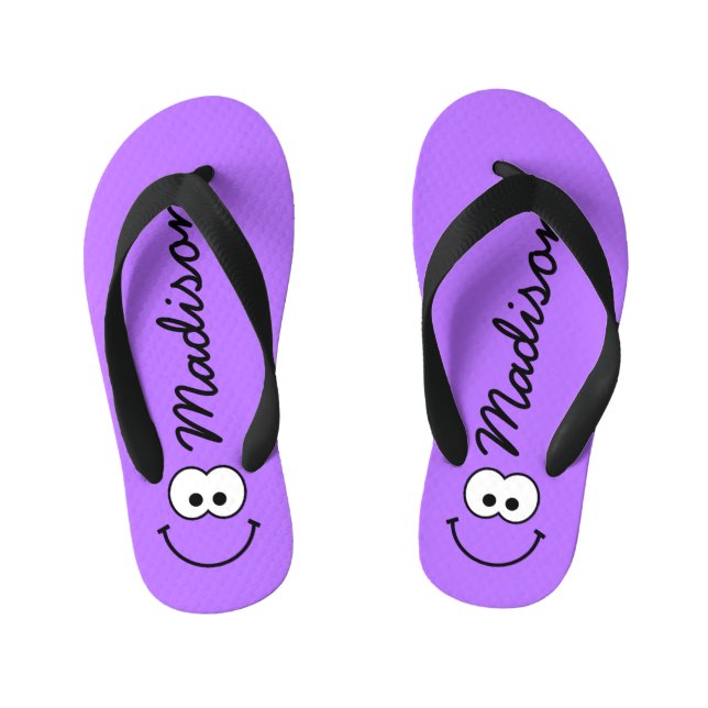 Personalised Purple Kid's Thongs (Footbed)