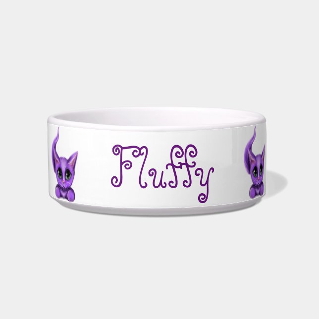 Personalised Purple Kitty Bowl (Left)