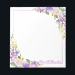 Personalised Purple Lavender Watercolor Floral Not Notepad<br><div class="desc">Elegant stationery note pad. Easy to edit and add your name,  business name,  monogram. Hand painted watercolor floral bouquet of roses in lavender,  purple,  violet,  peach,  mauve. Give them during or send them for any occasion.  Makes great keepsake.  Add your thank you message.</div>