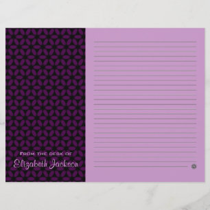 Personalised Purple Lined Note Paper Stationery