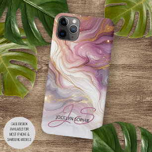 Personalised Purple Mauve Pink Gold Marble Pattern iPhone 11 Pro Max Case