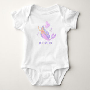 Personalised Purple Mermaid Girl 1st Birthday Baby Bodysuit