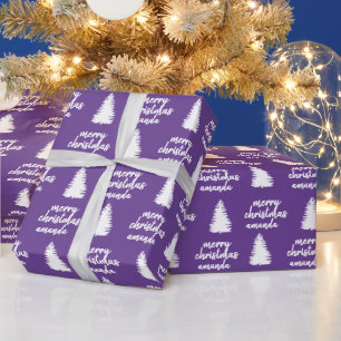 Personalised Purple Merry Christmas Wrapping Paper