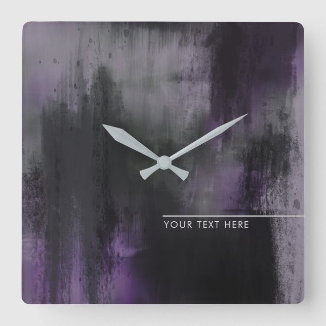 Personalised Purple Modern Abstract Artistic Square Wall Clock (Front)