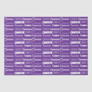 Personalised Purple Name Font Collage Typography Tissue Paper
