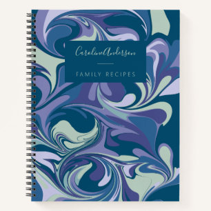 Personalised Purple Navy Marbled Family Recipe Notebook
