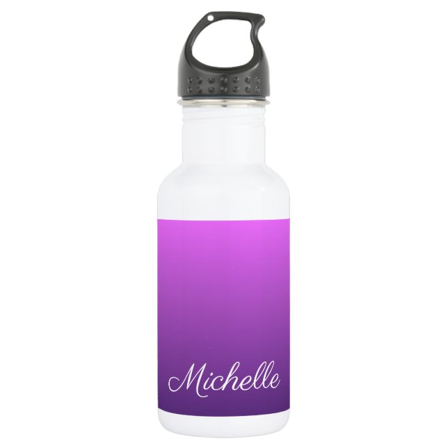 Personalised purple ombre 532 ml water bottle (Front)