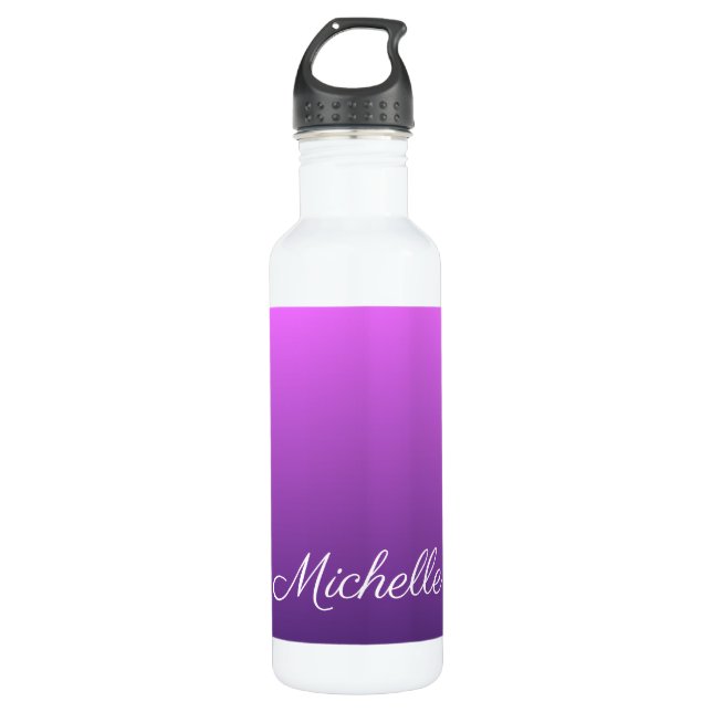 Personalised purple ombre 710 ml water bottle (Front)