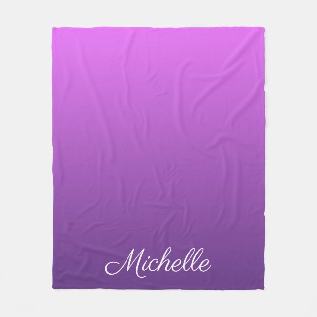 Personalised purple ombre fleece blanket (Front)