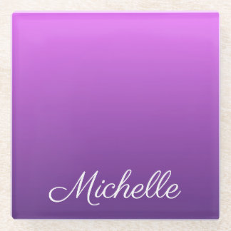 Personalised purple ombre glass coaster