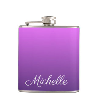 Personalised purple ombre hip flask
