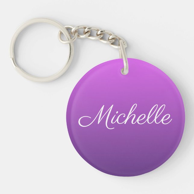 Personalised purple ombre key ring (Front)