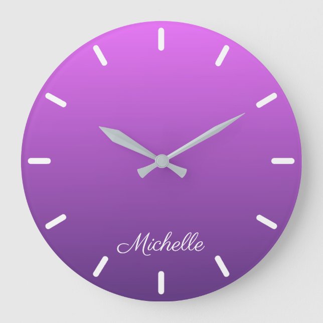 Personalised purple ombre large clock (Front)
