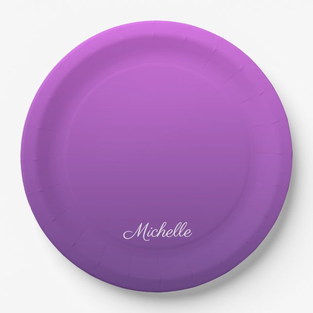 Personalised purple ombre paper plate (Front)
