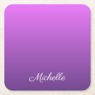 Personalised purple ombre square paper coaster
