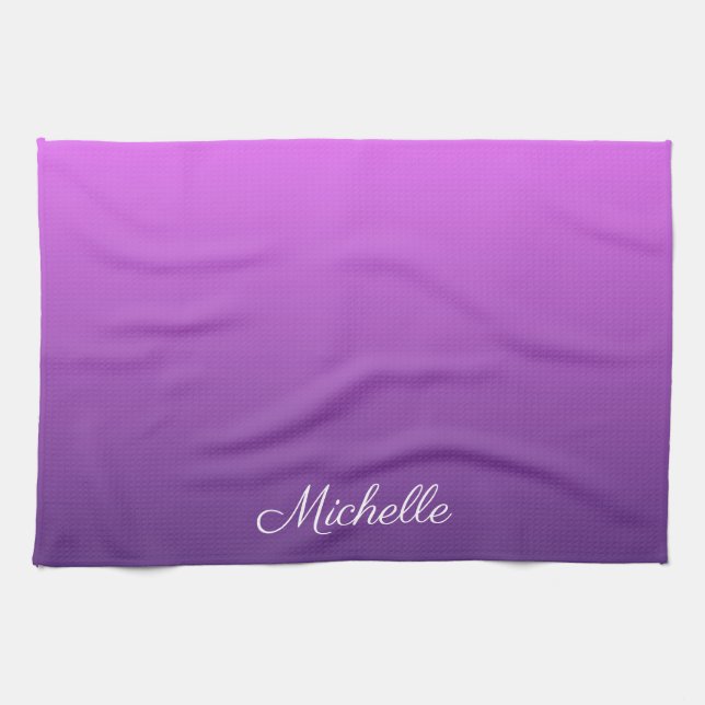 Personalised purple ombre tea towel (Horizontal)