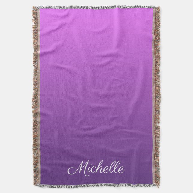 Personalised purple ombre throw blanket (Front Vertical)