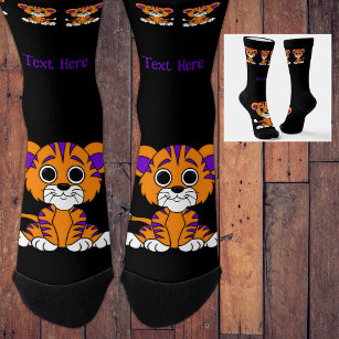 Personalised Purple & Orange Baby Tiger Socks