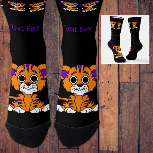 Personalised Purple & Orange Baby Tiger Socks