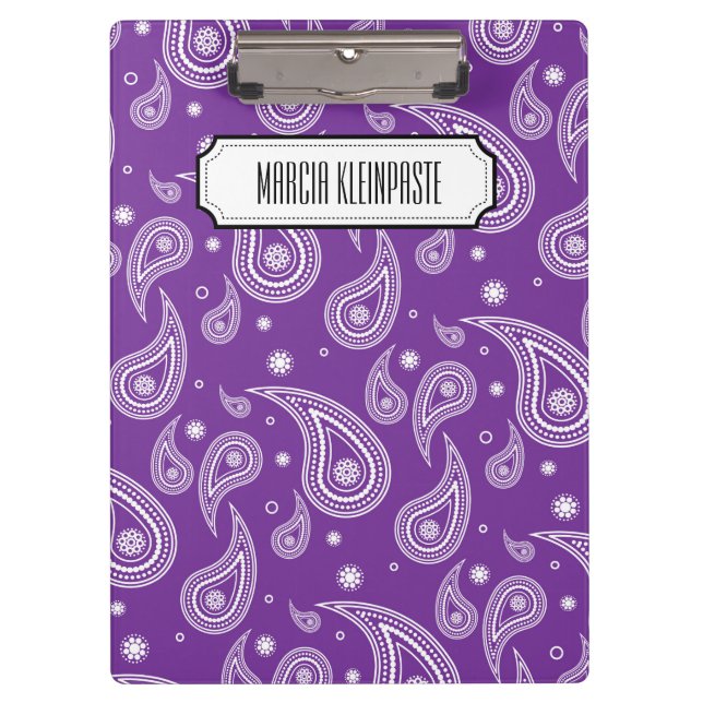 Personalised Purple Paisley Clipboard (Front)