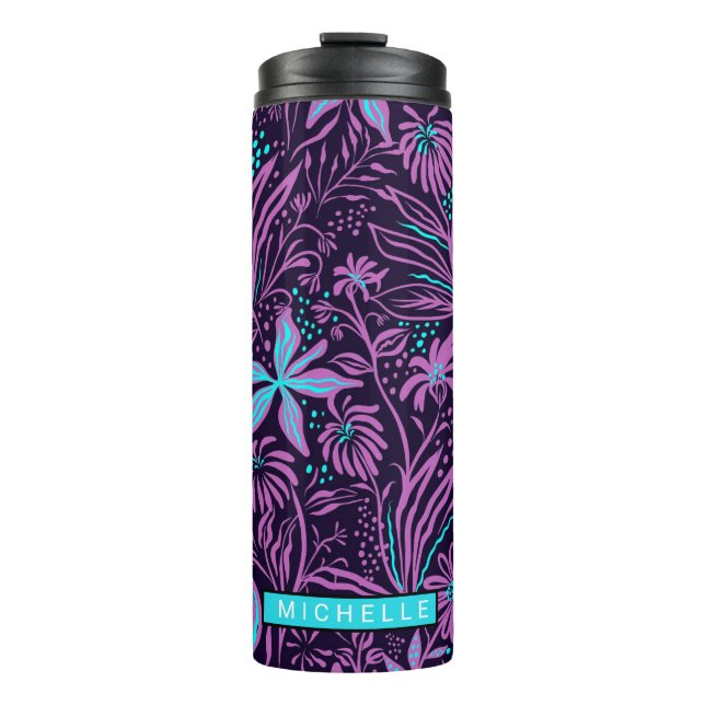 Personalised Purple Paisley Thermal Tumbler (Front)