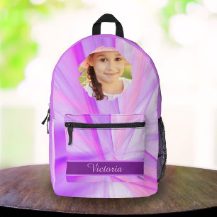 Personalised Purple Pastel Girls Back-to-School Printed Backpack