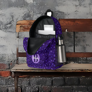 Personalised Purple Peackock Feather Printed Backpack
