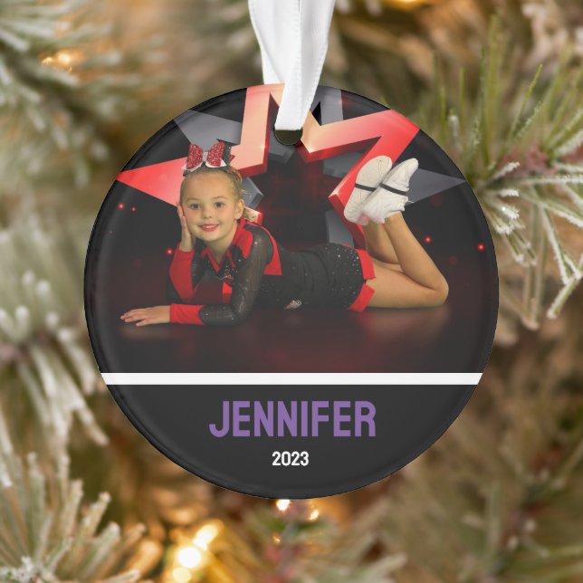 Personalised Purple Photo Cheerleading Ornament  (Tree)
