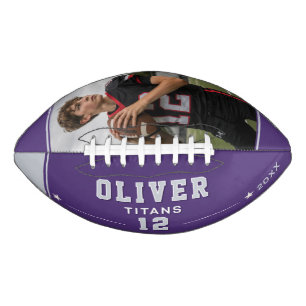 Personalised Purple Photo Name Number Team Gift Football