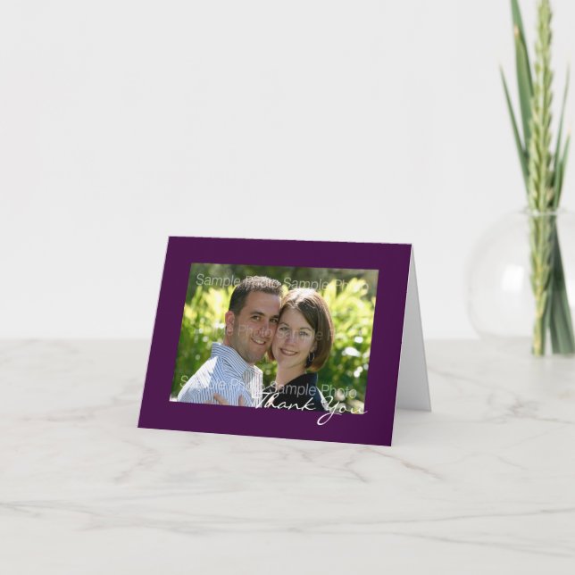 Personalised Purple Photo Wedding Thank You Cards (Front)