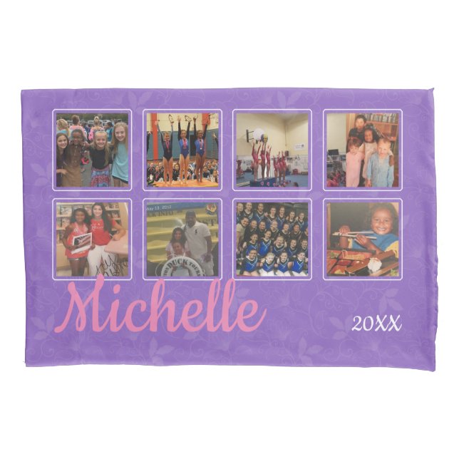 Personalised Purple Photos Pillowcase (Front)