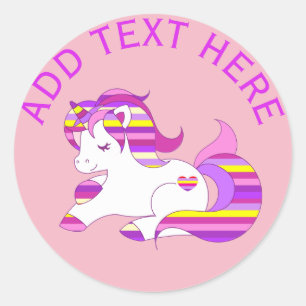 Personalised Purple & Pink Rainbow Unicorn Sticker