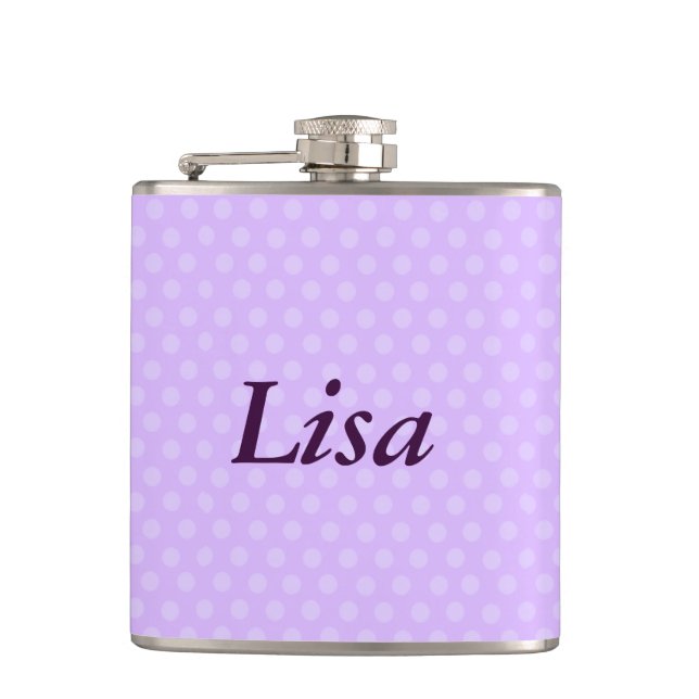 Personalised Purple Polka Dot Flask (Front)
