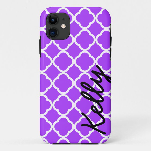 Personalised purple quarterfoil iPhone case cover (Back)