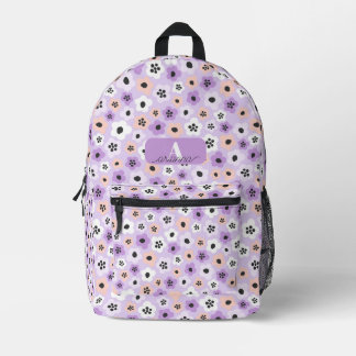 Personalised Purple Retro Floral Personalised Printed Backpack