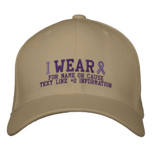 Personalised Purple Ribbon Awareness Embroidery Embroidered Hat