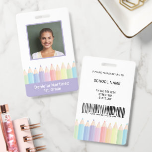 Personalised Purple School Teacher Photo ID Badge