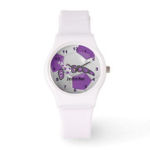 Personalised Purple Soccer Ball Watch