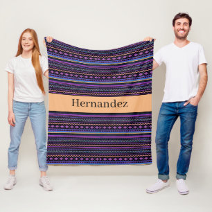 Personalised purple southwest pattern fleece blanket