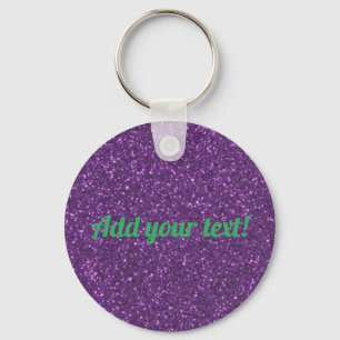 Personalised purple sparkling glitter key ring