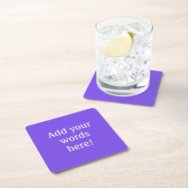 Personalised Purple Square Paper Coaster (Insitu)