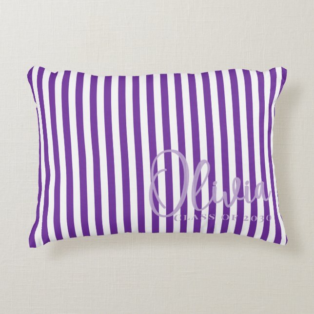 Personalised Purple Stripe Dorm Pillow (Front)