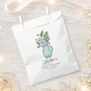 Personalised Purple Sweet Pea Flowers Baby Shower Favour Bag
