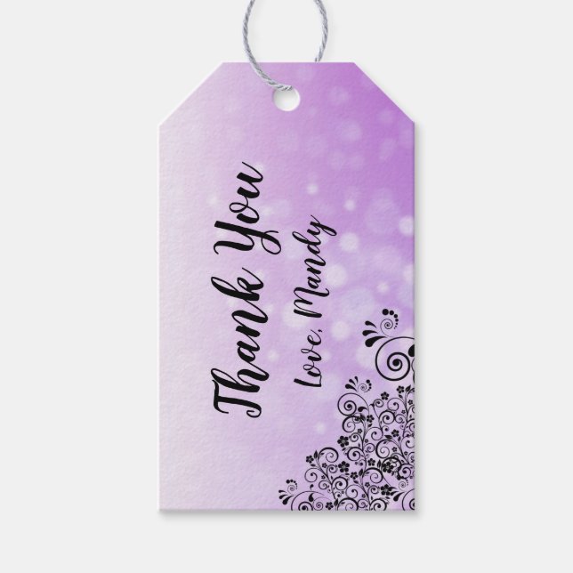 Personalised Purple Thank you Gift Tags (Front)