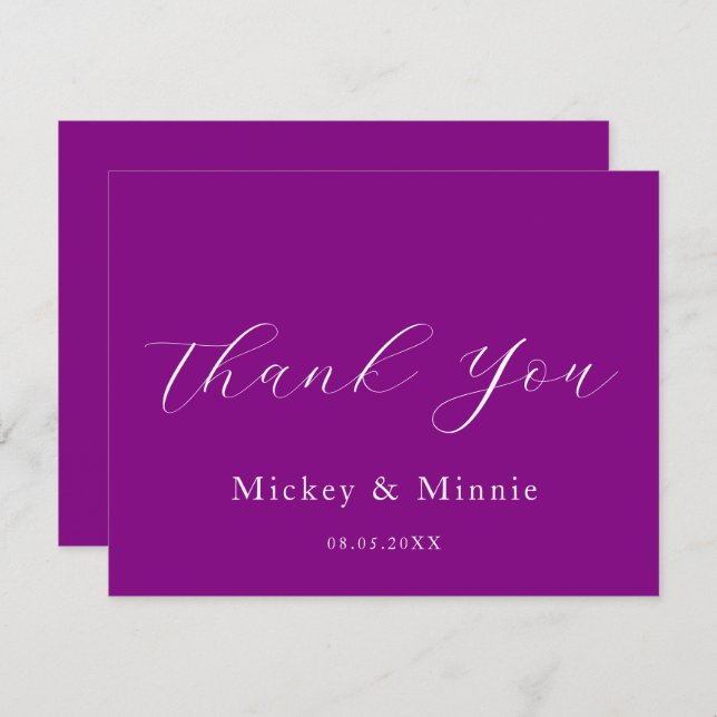 Personalised Purple Thank You Greeting Card (Front/Back)