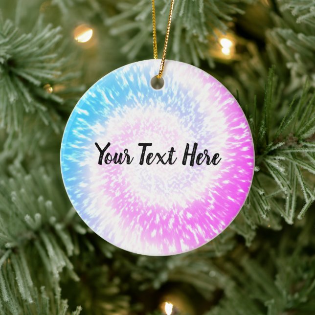 Personalised Purple Tie Dye Hippy Swirl Christmas Ceramic Ornament (Tree)