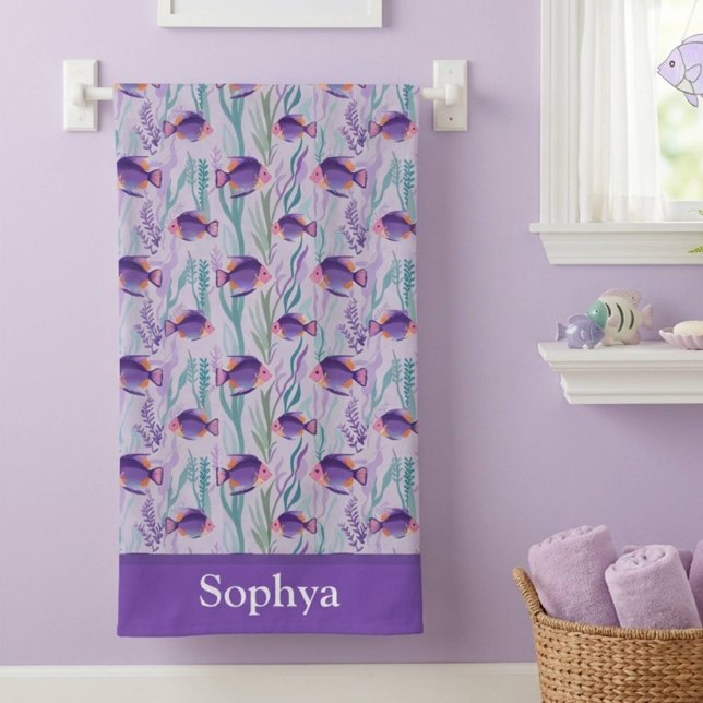 Personalised Purple Tropical Fish Beach Towel (Creator Uploaded)