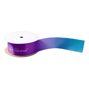 Personalised Purple Turquoise Wedding Satin Ribbon