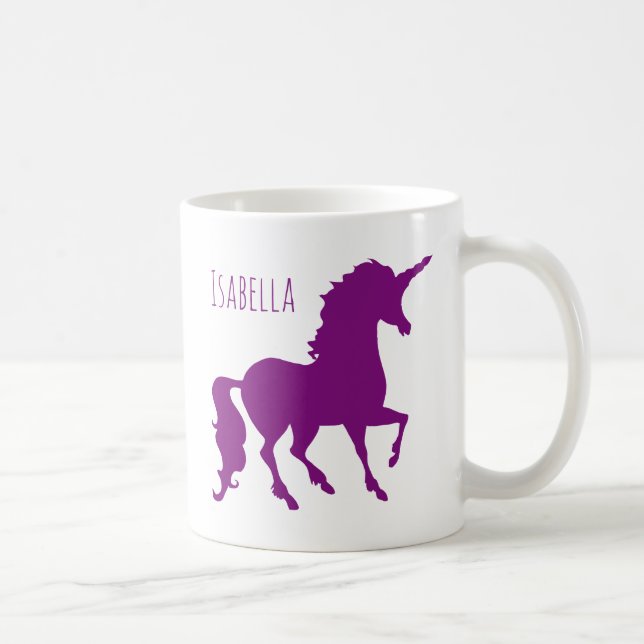 Personalised Purple Unicorn Silhouette Beautiful Coffee Mug (Right)