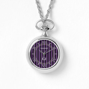 Personalised Purple Vertical Stripes Dial Watch